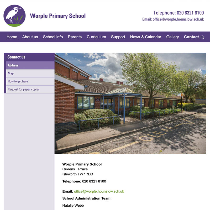 Worple Primary School Hounslow - Bespoke Website Design and Development