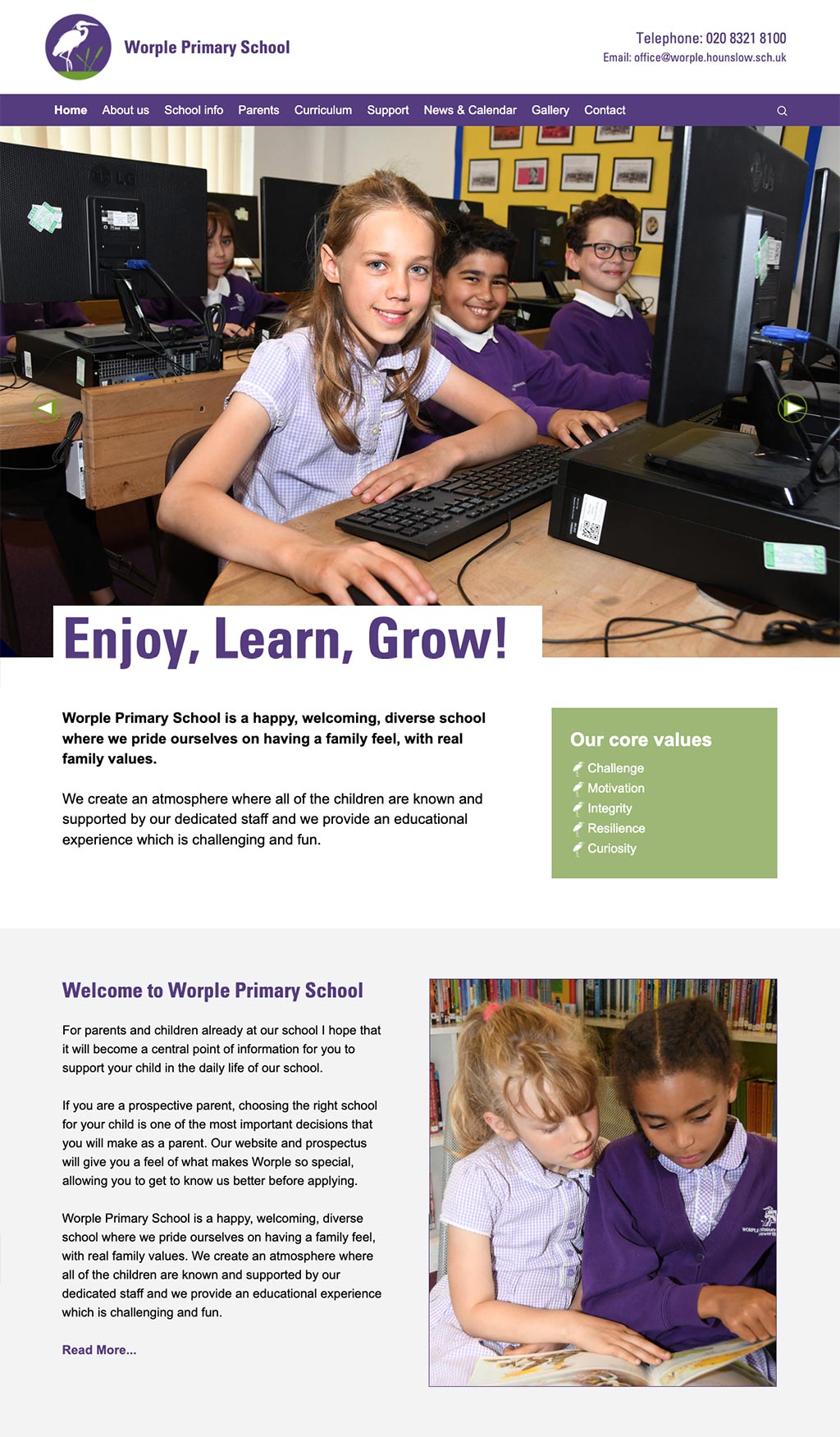 worple primary school hounslow website design